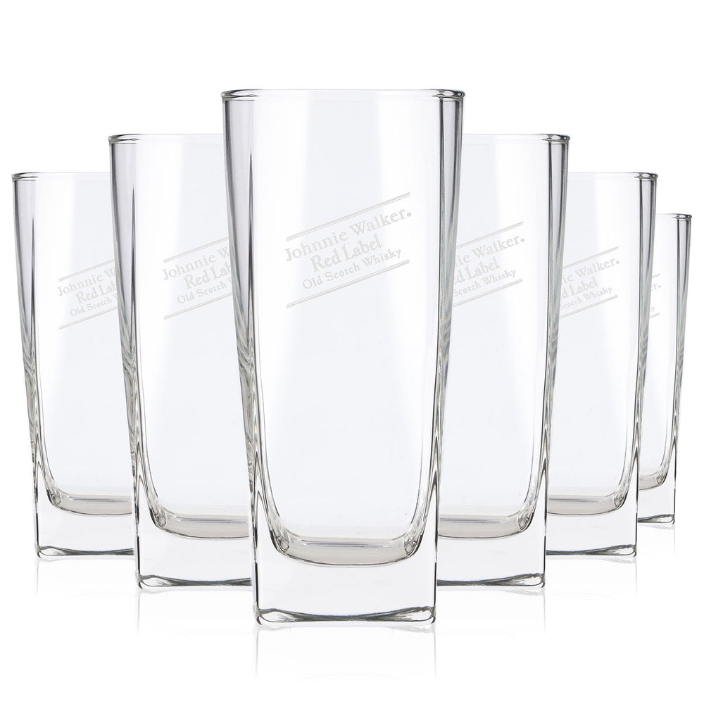 6 sztuk szklanek do whisky Johnnie Walker 0,32 l, typu long drink, Red Label, Old Scotch