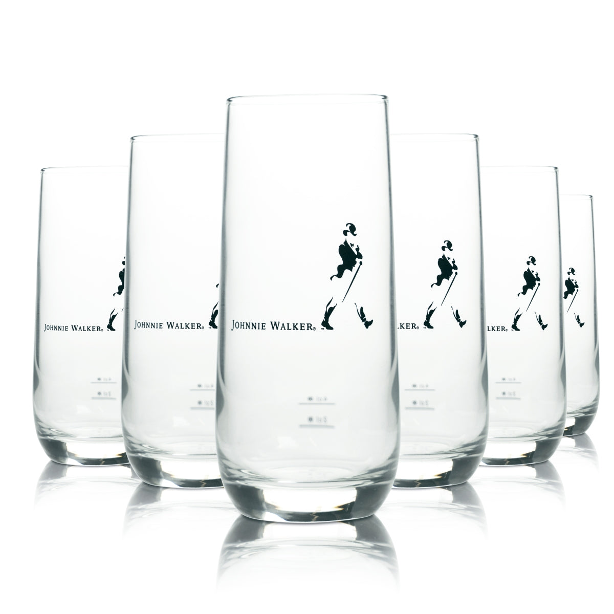 6x Johnnie Walker Whiskey Glass 0,3l Longdrink Glasses Highball Cocktail Retro
