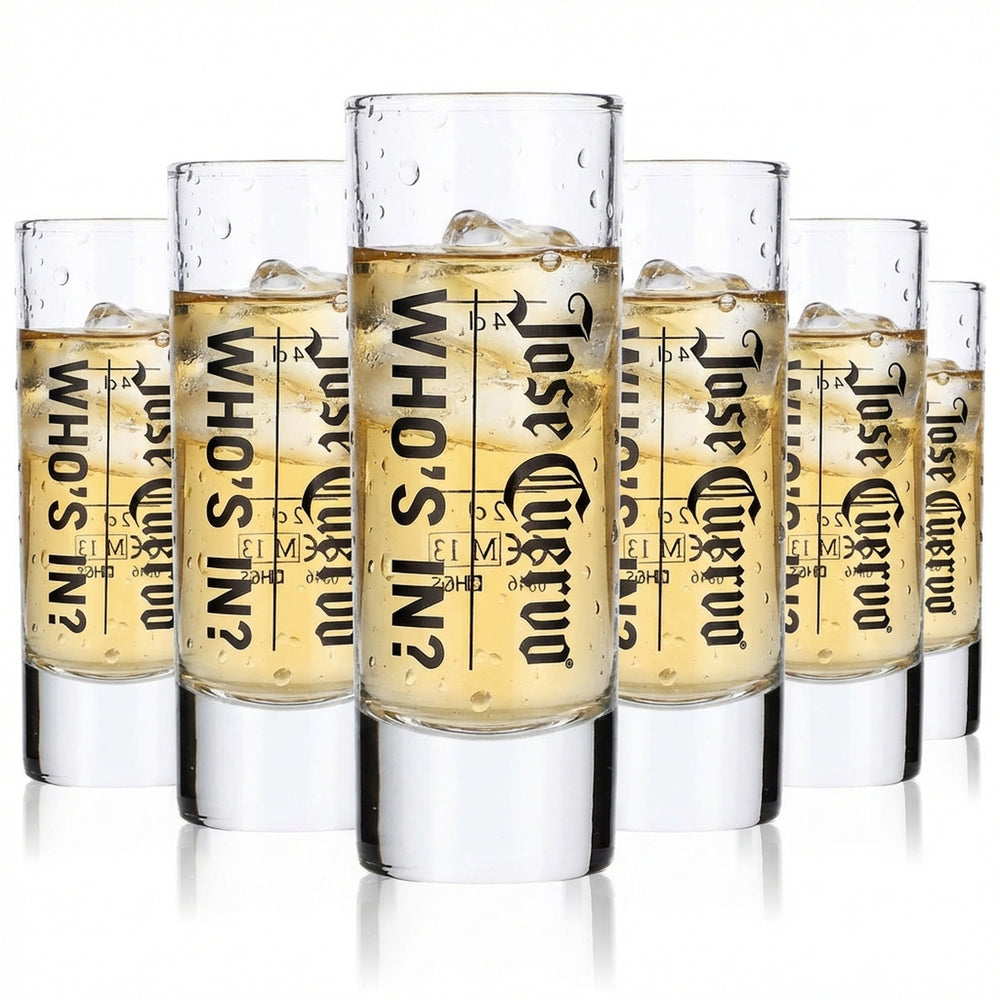 6x Jose Cuervo Tequila Szklanka 2cl/4cl Szklanka do shotów Stamper  „Who´s in”