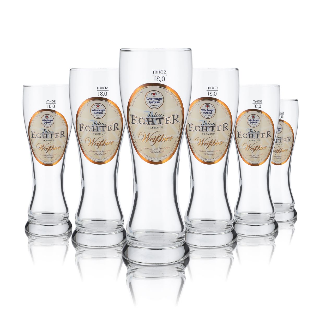 6x Julius Echter Szklanka 0,3 l Szklanka do piwa pszenicznego Hefeweizen Zestaw szklanek Schwarzwald GOLD