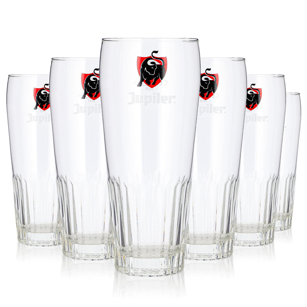 6 szklanek do piwa Jupiler 0,5 l typu longdrink z logo „Bullen” – szklanki Willi (zestaw 6 sztuk)