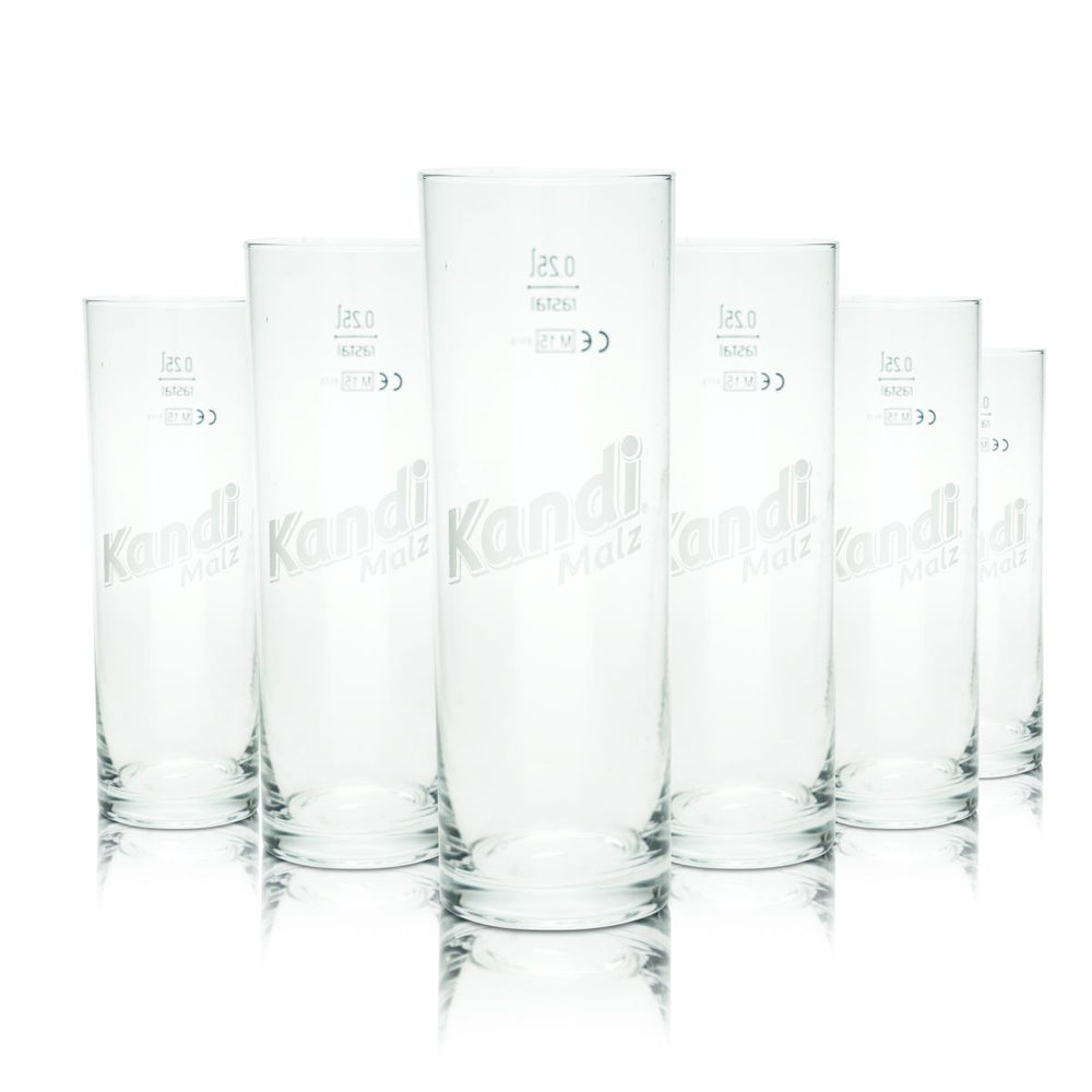6x Kandi Malz Szklanka do piwa 0,25 l Willi Becher Szklanki do piwa słodowego Zestaw szklanek Browar