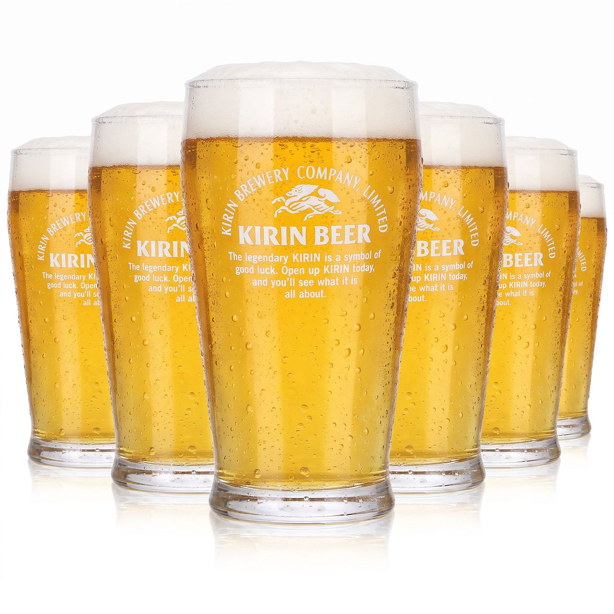 6 szt. szklanek do piwa Kirin Ichiban, 0,17 l, z białym logo