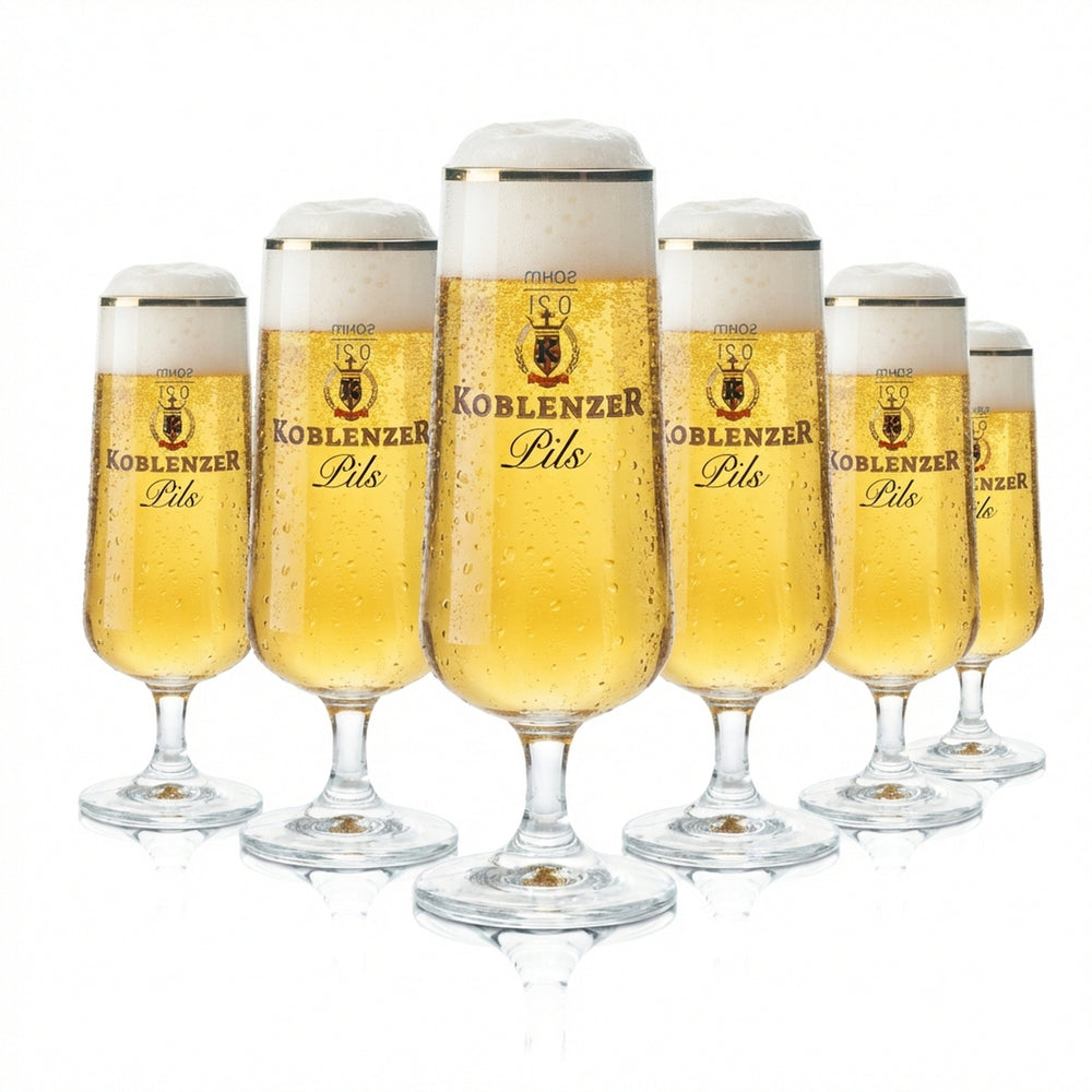 6x Koblenz szklanka do piwa 0.2l puchar tulipanowy szklanki ze złotym brzegiem Gastro Bar Pils