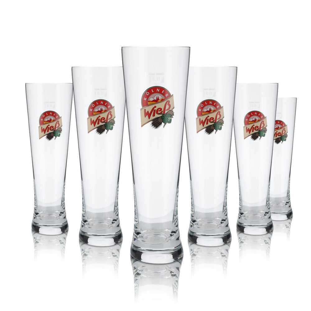 6x szklanka Kölner Wieß 0,3 l Szklanka do piwa pszenicznego Szklanka do piwa białego Szklanka w kształcie pucharu Zestaw szklanek
