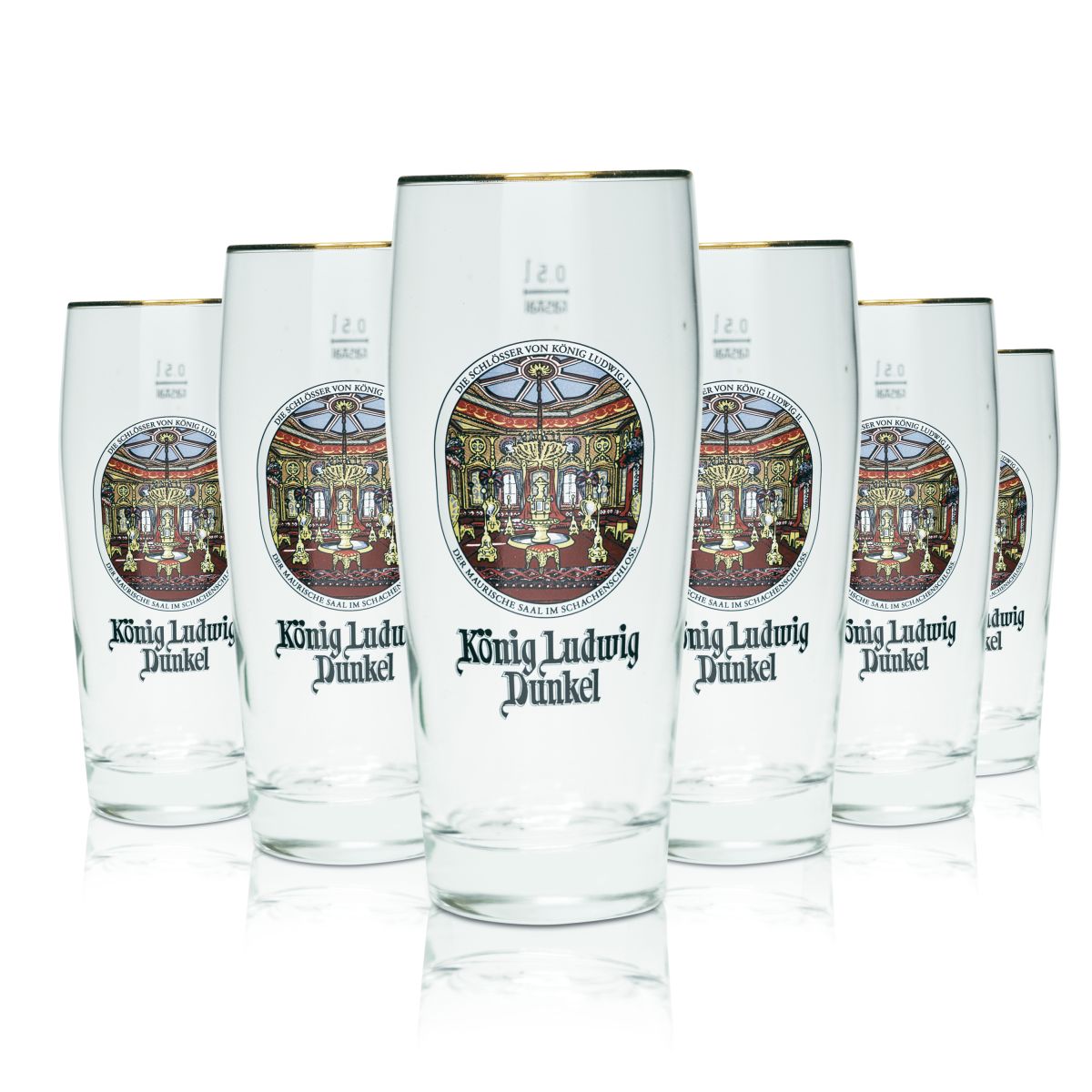 6x szklanka do piwa König Ludwig 0,5 l Willi Becher Szklanki Dark Edition Goldrand Gastro