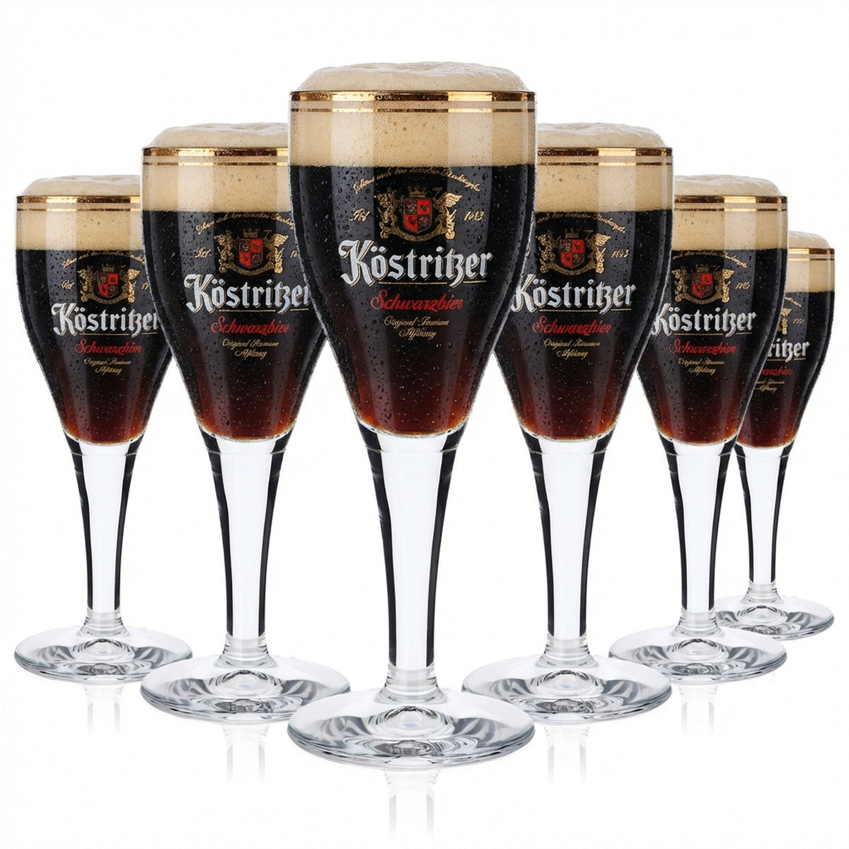 6x szklanki do piwa Köstritzer 0,2 l z czerwonym napisem „Schwarzbier”