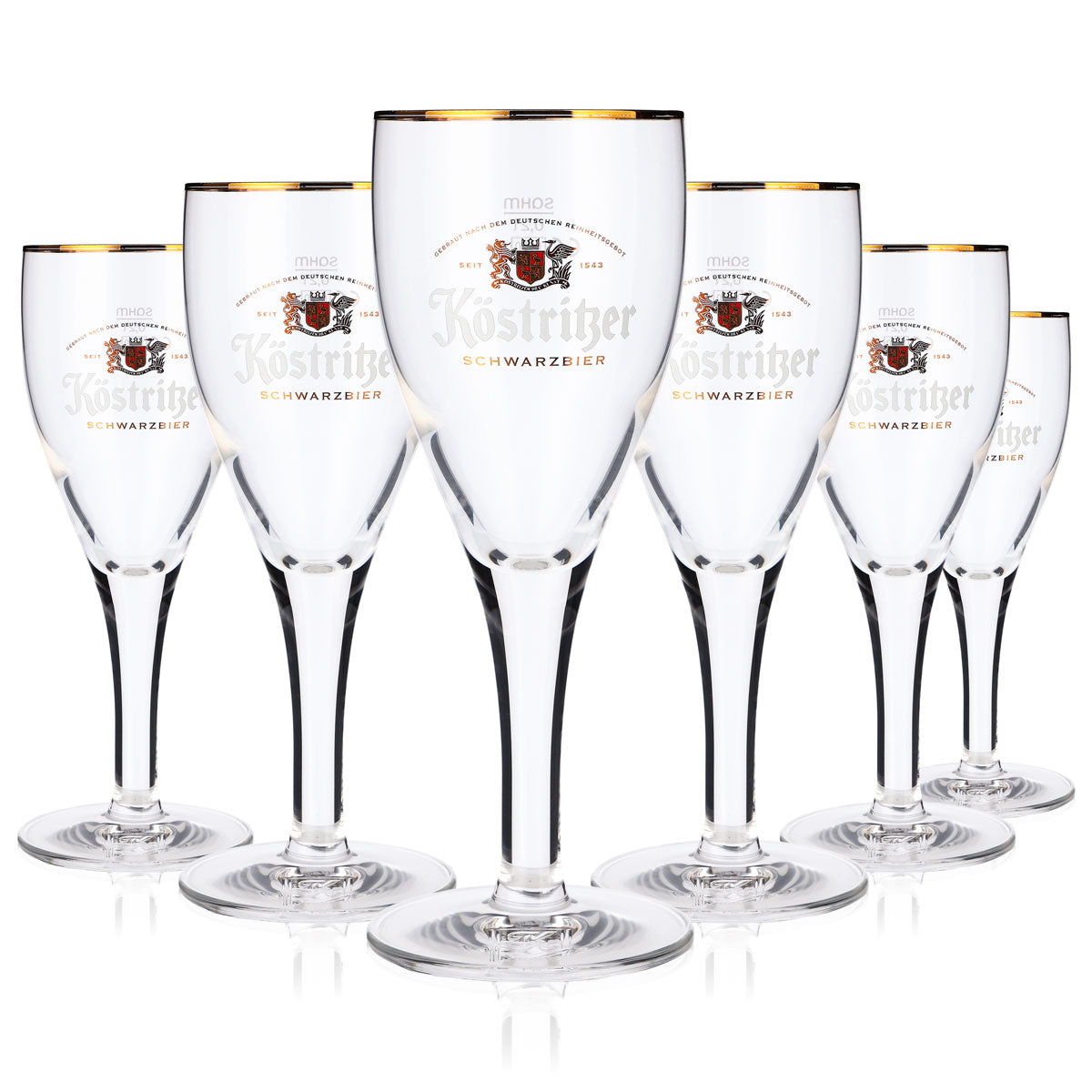 6x zestaw ekskluzywnych szklanek do piwa Köstritzer Schwarzbier – szklanka do piwa o pojemności 0,2 l z eleganckim złotym brzegiem i podziałką kalibracyjną – Widok 2
