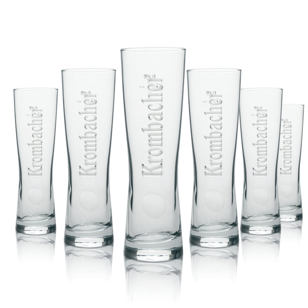 6x Krombacher Glass 0.3l Beer Goblet Tulip Star Cup Relief Glasses Pils Gastro Bar