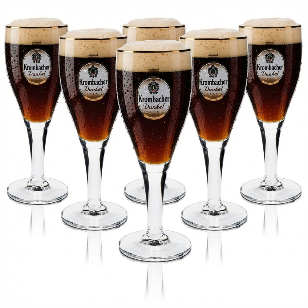 6x Krombacher szklanka 0.3l Dunkelpils goblet tulipan złota obręcz szklanki Gastro browar