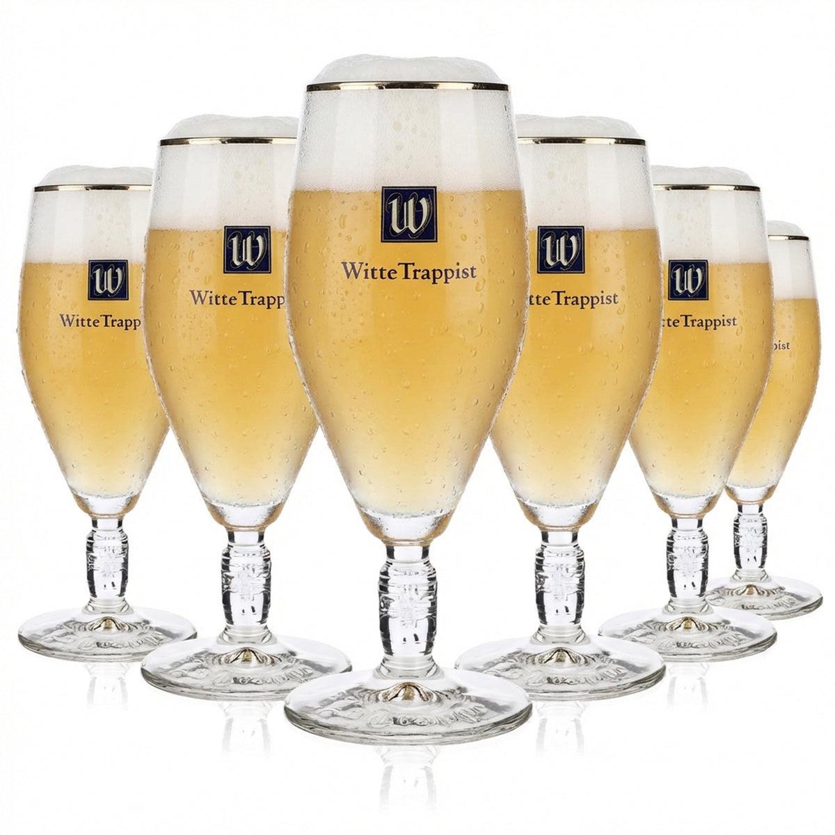 6x szklanka do piwa La Trappe 0,3 l Szklanki do piwa Relief na nóżce Puchar Złota obwódka