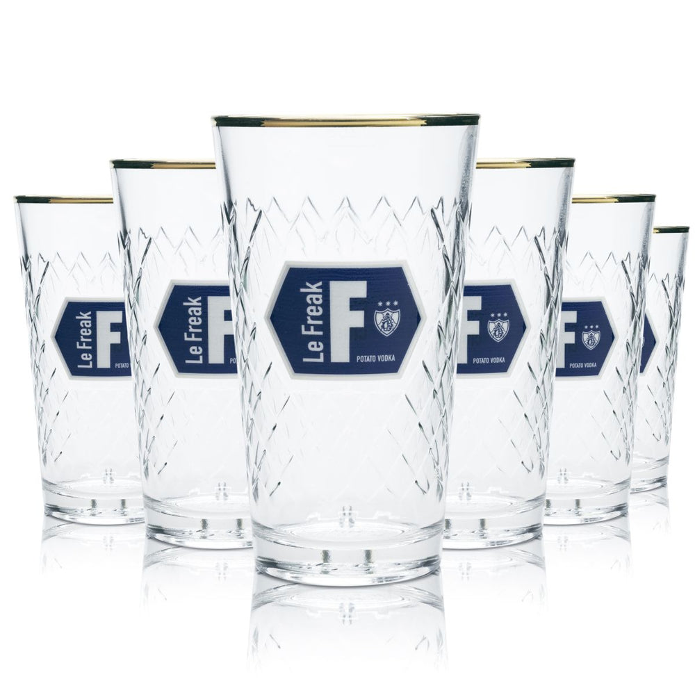 6x szklanka Le Freak 0,25l szklanka do drinków z reliefowym konturem szklanka koktajlowa ze złotym brzegiem