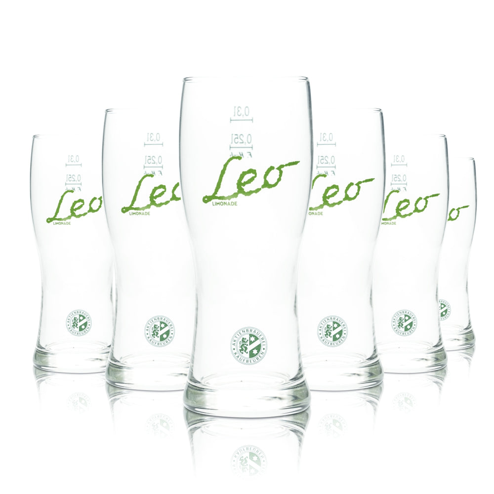 6x Szklanka Leo Limo 0,3l ABK Aktien Brauerei Szklanki do napojów bezalkoholowych Radler