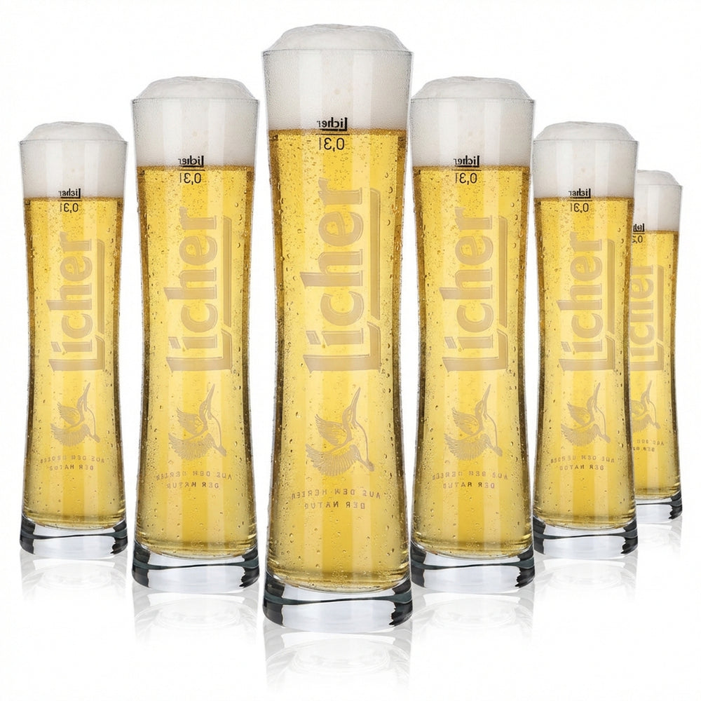 6x szklanka Licher 0,3 l designerska szklanka do piwa zestaw szklanek Brauerei Hessen
