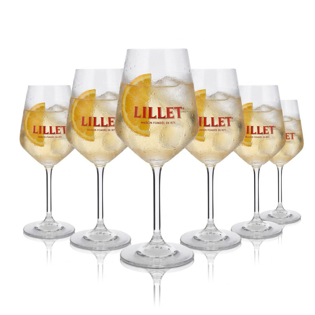 zestaw 6 szklanek Lillet 0,46 l – oryginalne z podziałką 4 cl do aperitifów i toników