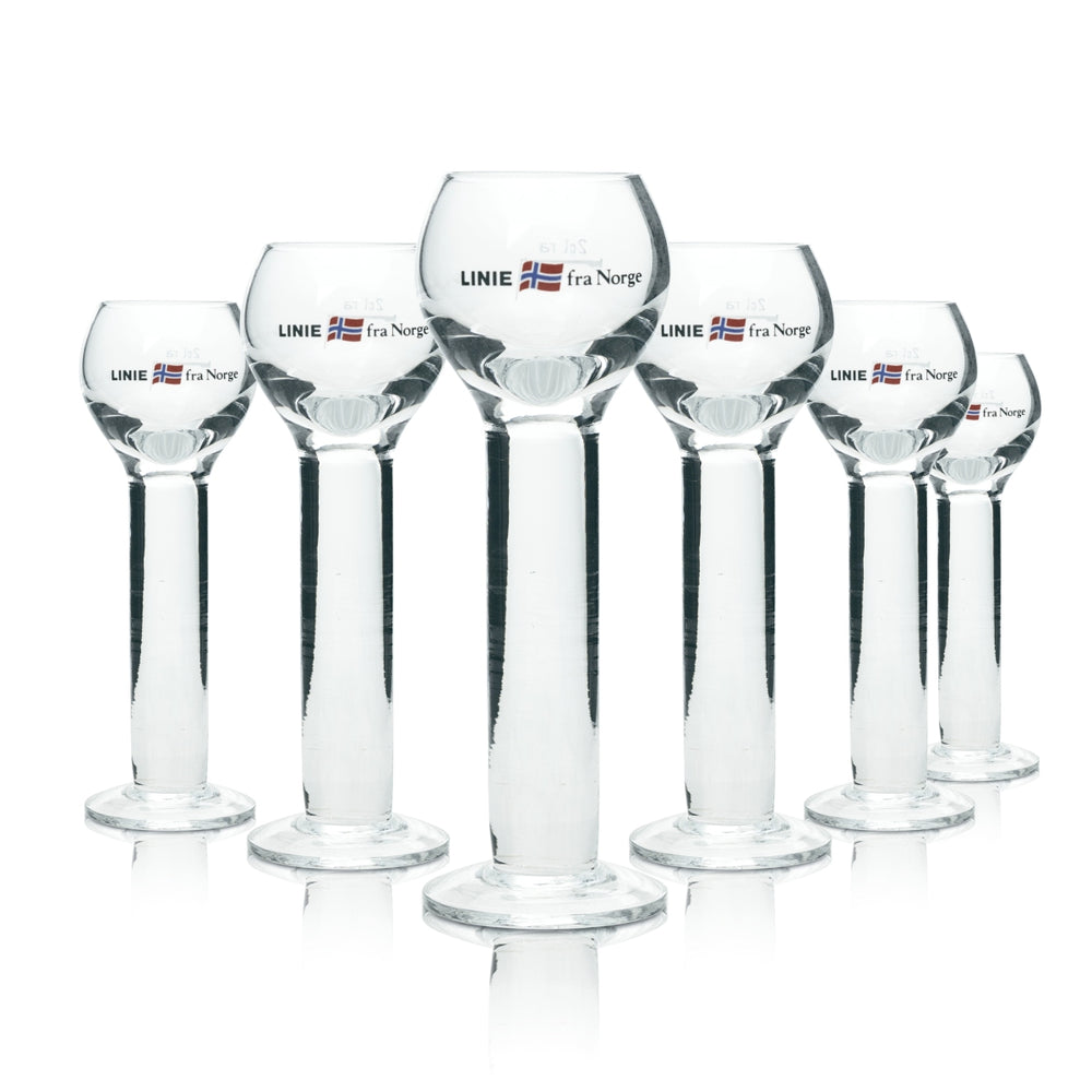 6x Linie Aquavit Glas fra Norge 2cl Rastal Schnapps Glasses Short Stamper Goblet