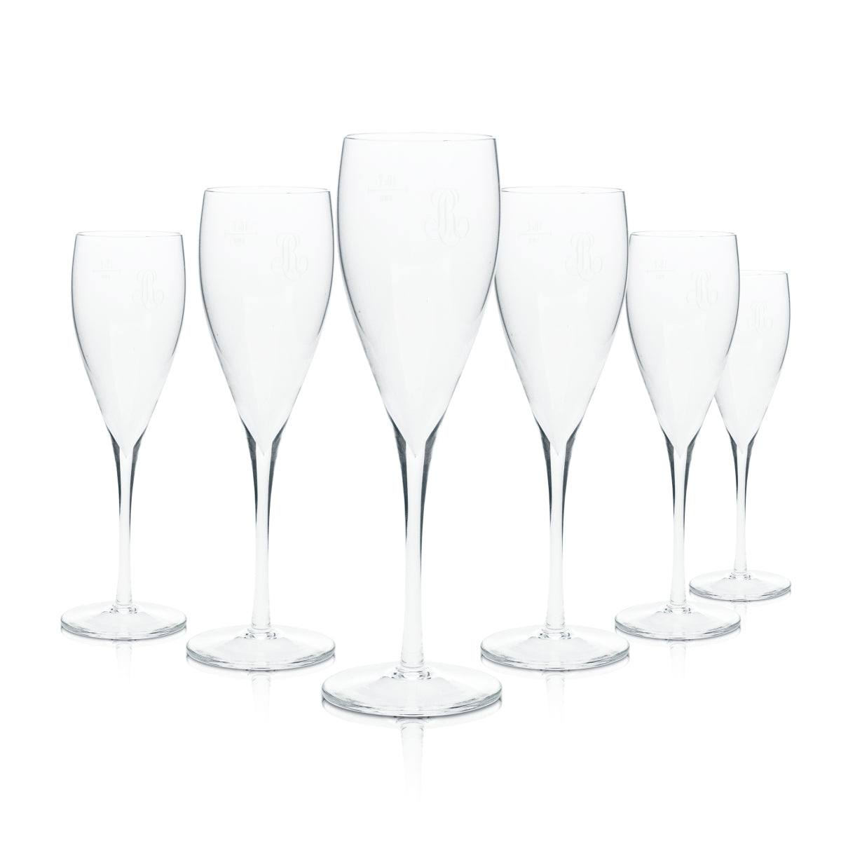 6 kryształowych kieliszków do szampana Louis Roederer o pojemności 0,1 l, typu flute goblet do aperitifu