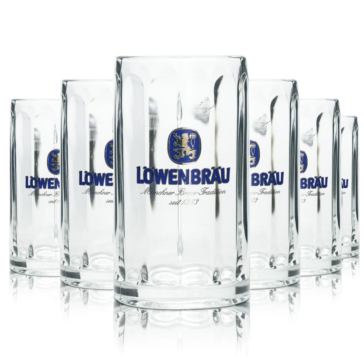 6x Löwenbräu szklanka do piwa 0.4l kufel Rastal Seidel szklanki uchwyt dzbanki kufle browar