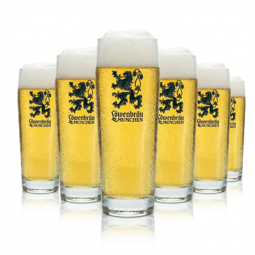 6x Löwenbräu Szklanka do Piwa 0,5l Kufel Nowe Logo! Szklanki Willi Cup Piwo Helles Bar