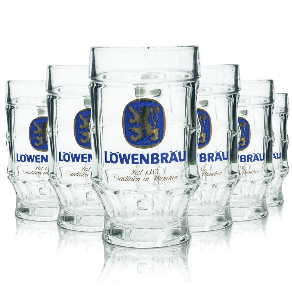 6x szklanka do piwa Löwenbräu 0,4 l Szklanka profilowana Kufel do piwa Zestaw szklanek Seidel Browar
