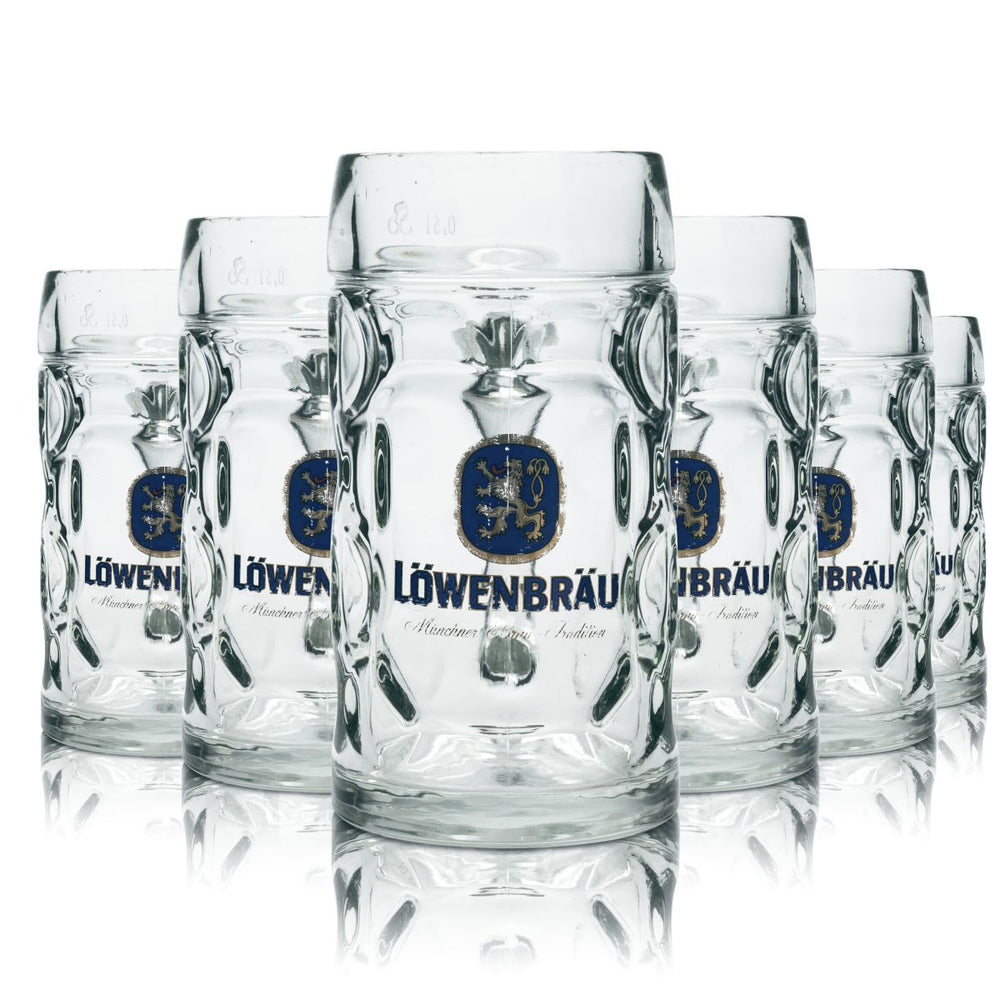 6x szklanka do piwa Löwenbräu 0,5 l Kontur Kufel do piwa Seidel Humpen Zestaw szklanek B-WARE