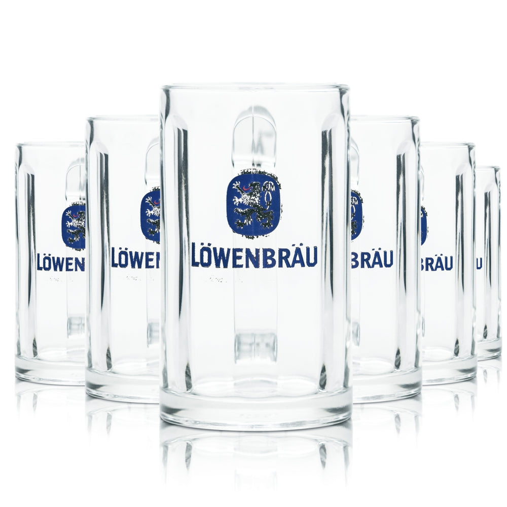 6x szkło Löwenbräu 0.2l konturowe szklanki do piwa kufel Seidel browar Gastro
