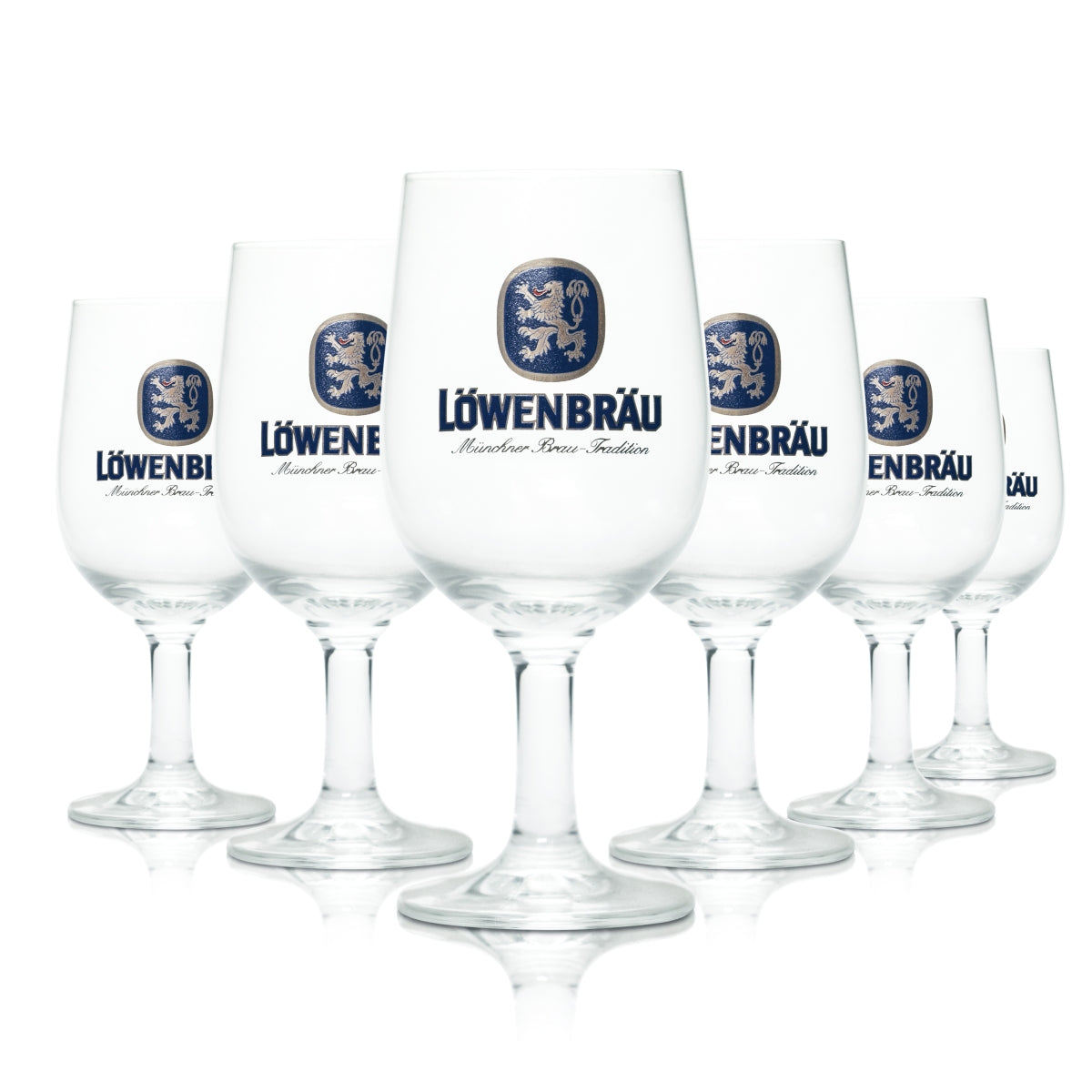 6x szkło Löwenbräu 0,3l kielich tulipan szklanki do piwa browar munich gastro dąb