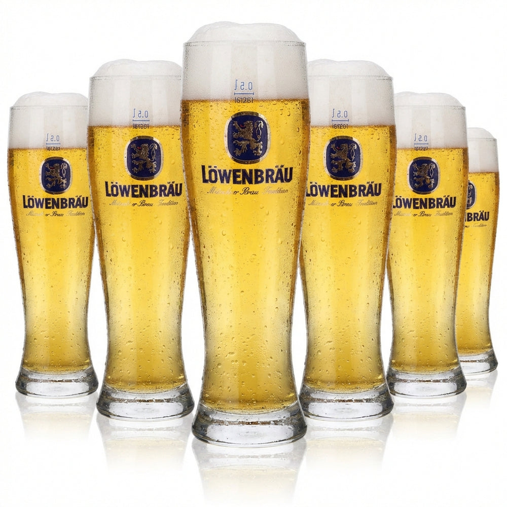 6x Löwenbräu Szklanka 0,5 l Szklanka do piwa pszenicznego Zestaw szklanek do piwa pszenicznego Browar Bawaria