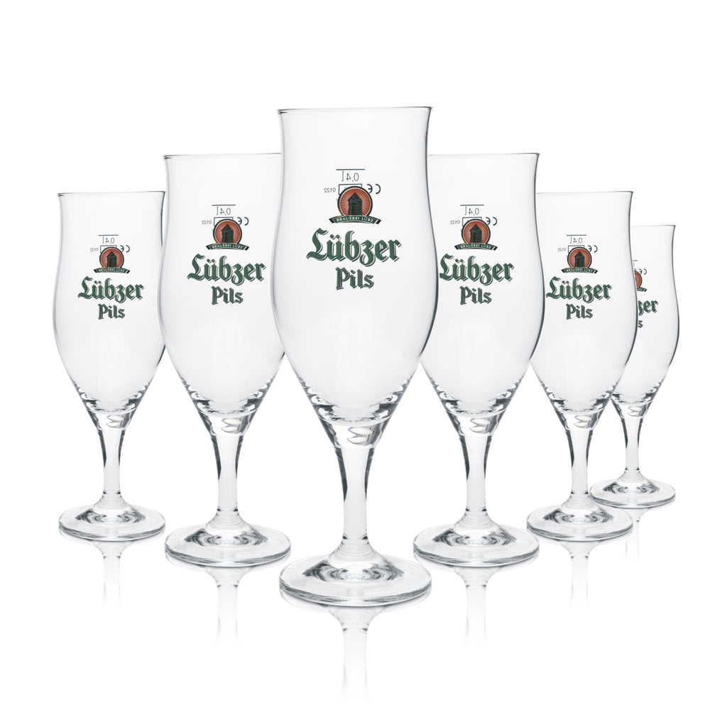 6x szklany kieliszek do piwa Lübz 0,4l Pils Ritzenhoff