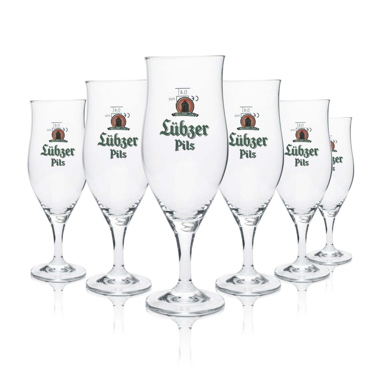 6x szklany kieliszek do piwa Lübz 0,4l Pils Ritzenhoff