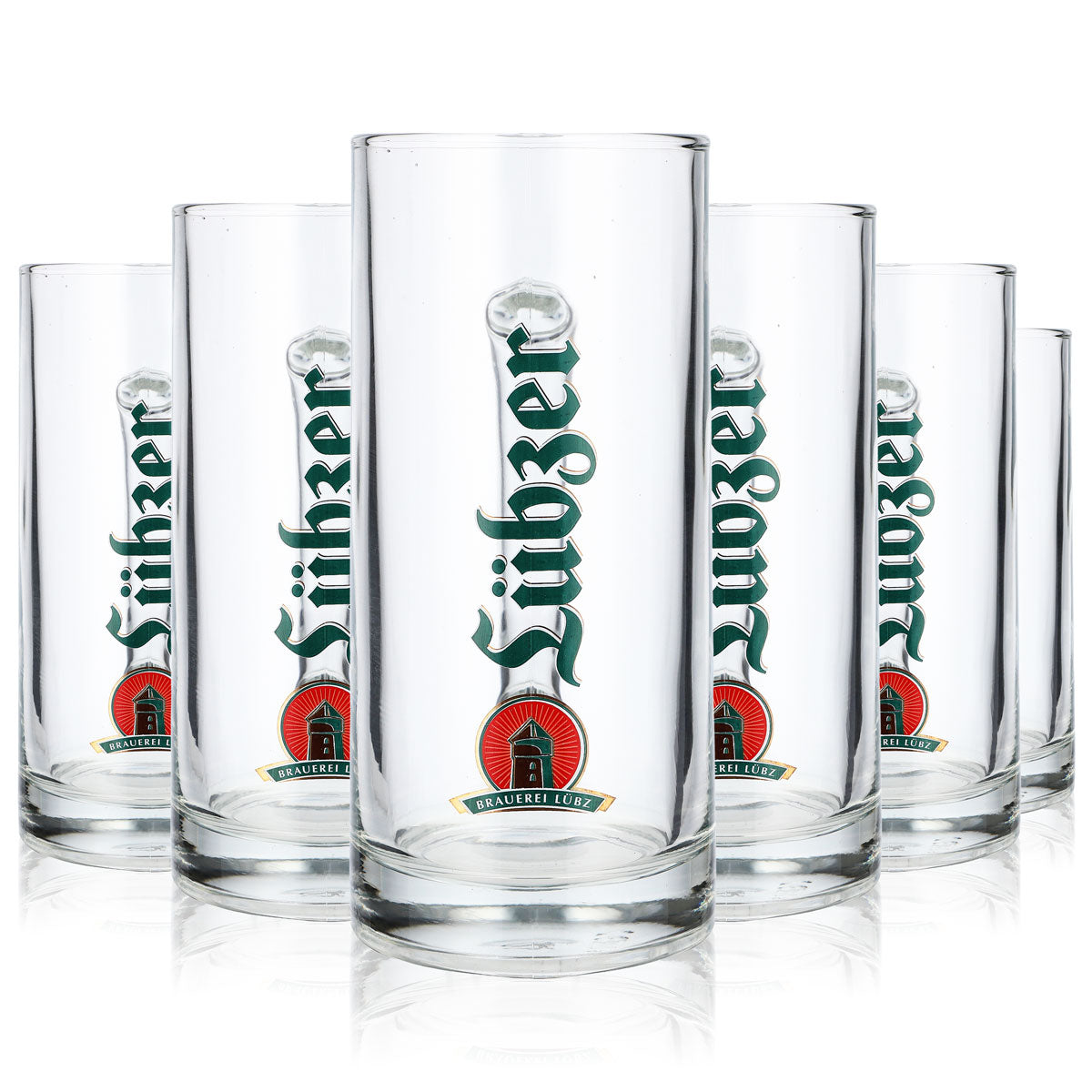 6x Lübzer Beer Glass Beer Mug Seidel Brewery Lübz Clear 0.5l Berna 500