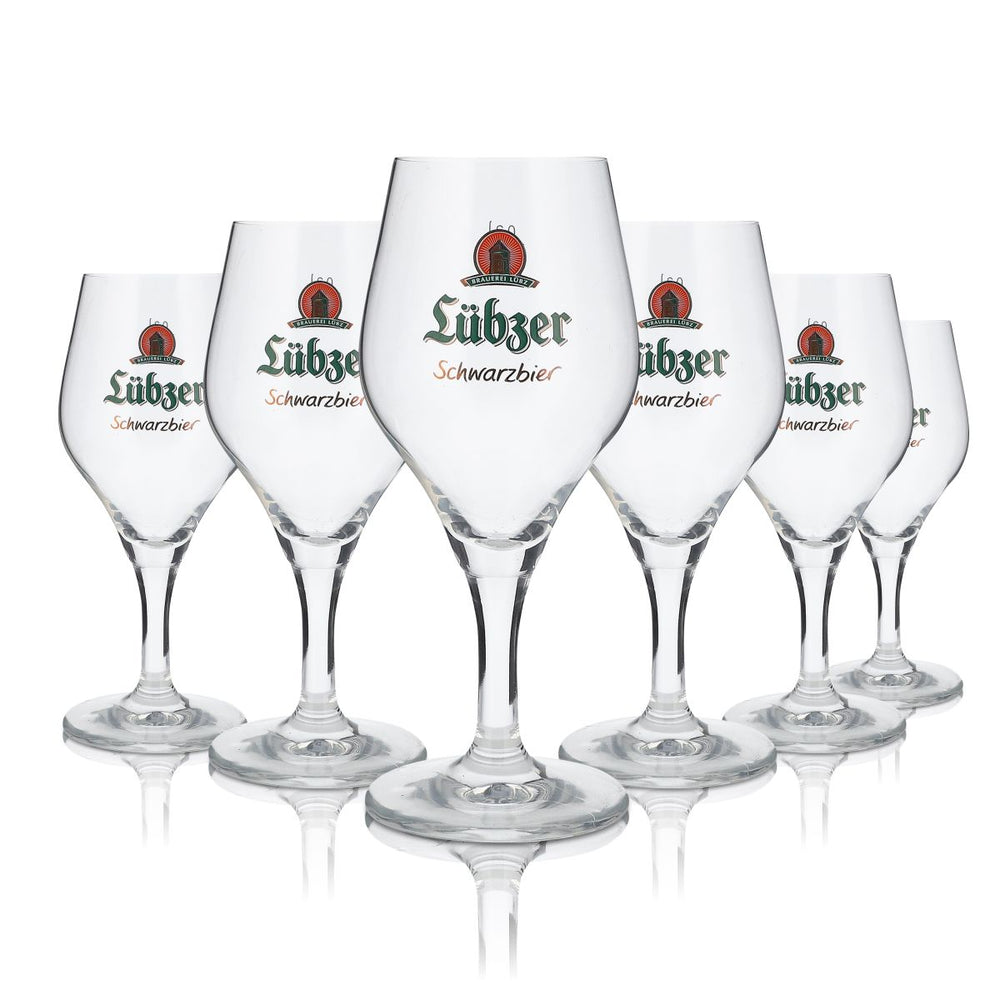 6x Lübzer Szklanka 0,3 l Szklanka do piwa Gran Cru Pokal Zestaw szklanek do piwa czarnego Browar