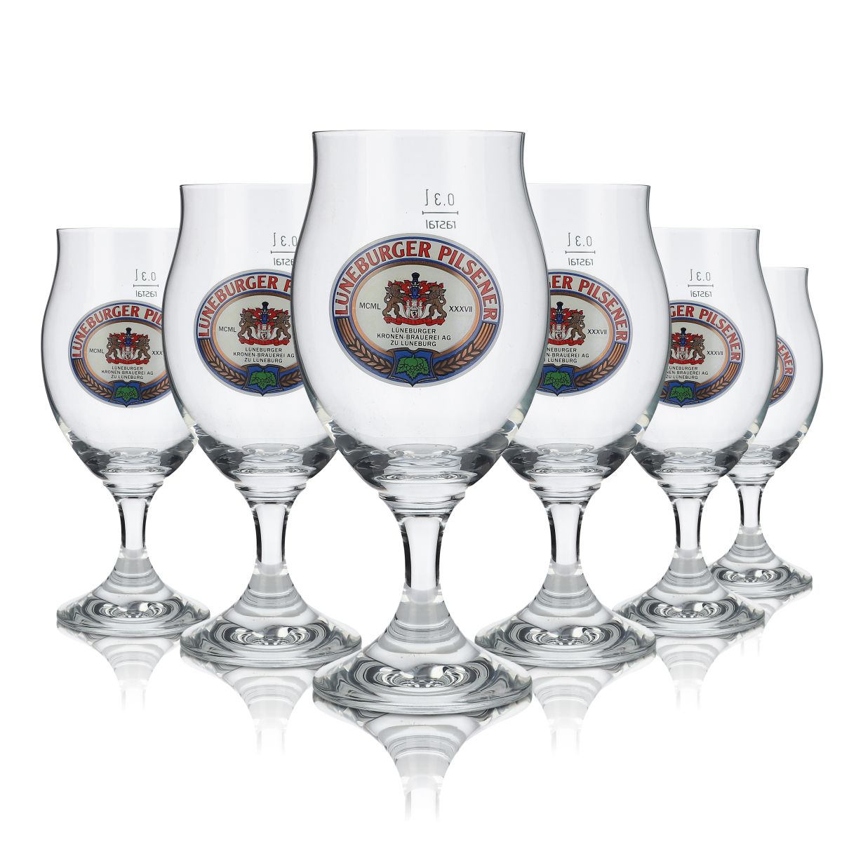 6x szklanki do piwa Lüneburger Pilsener 0,3 l, szklanki typu pokal Rastal Tulpe