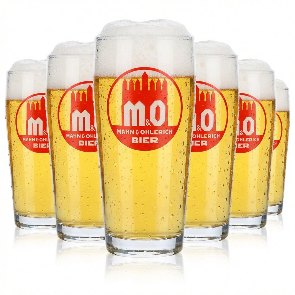6x szklanki do piwa Mahn & Ohlerich 0,3 l Willi-Becher Logo w kolorze pomarańczowym Sahm
