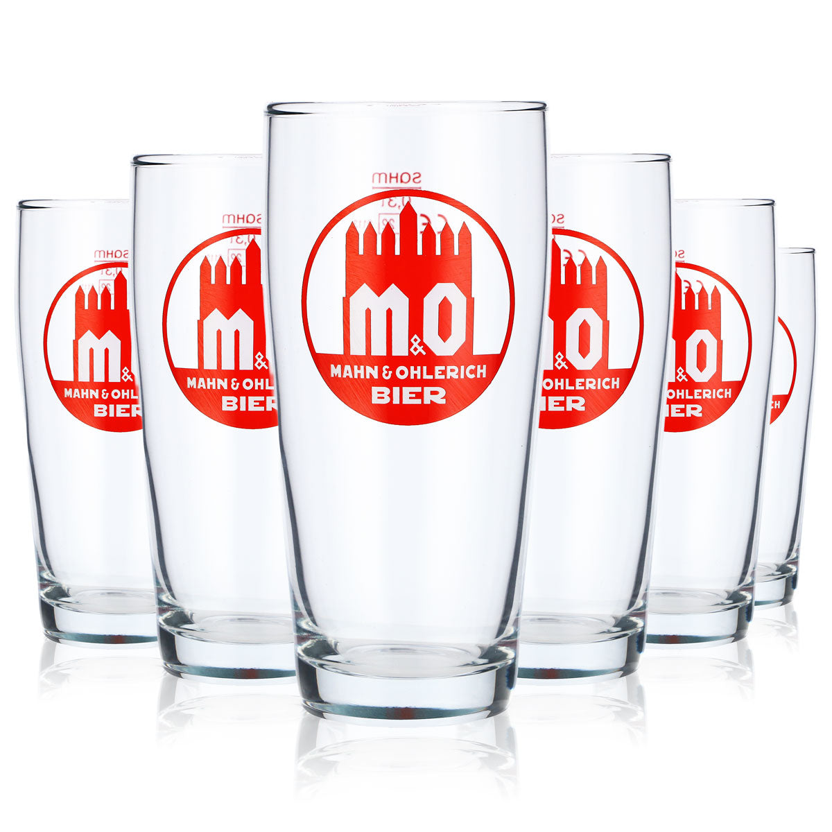 6x szklanki do piwa Mahn & Ohlerich 0,3 l Willi-Becher Logo w kolorze pomarańczowym Sahm – Widok 5