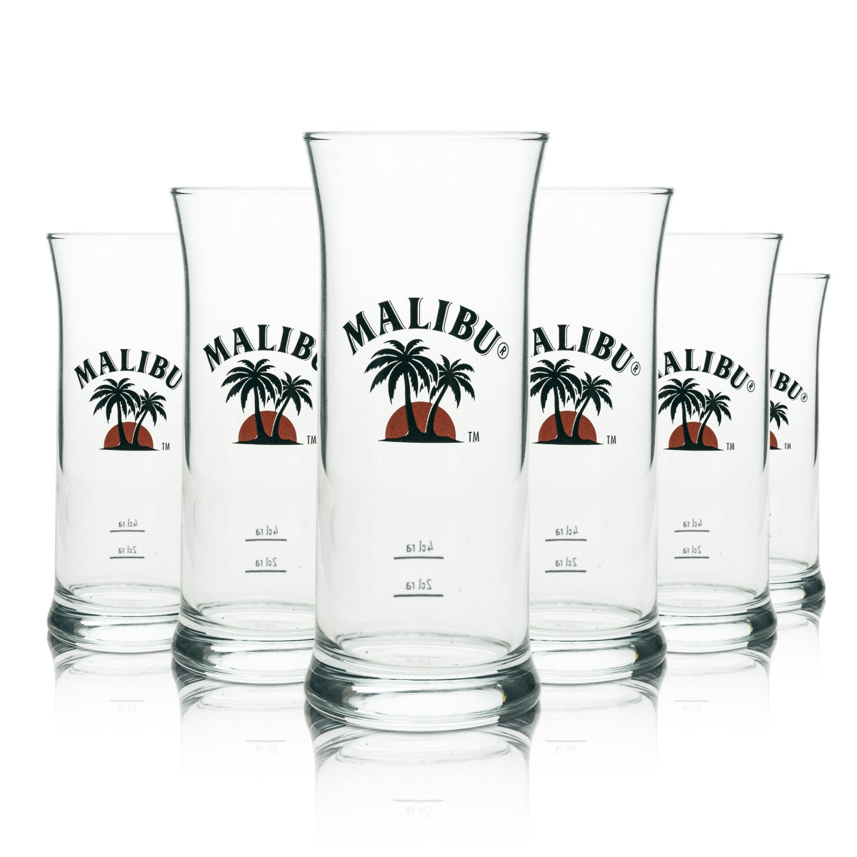 6x kieliszek do likieru Malibu typu long drink w kształcie litery V