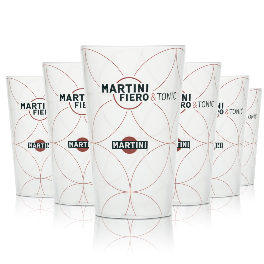 6x Martini tumbler 0.33l plastikowy twardy szklany kieliszek wielokrotnego użytku Fiero Tonic