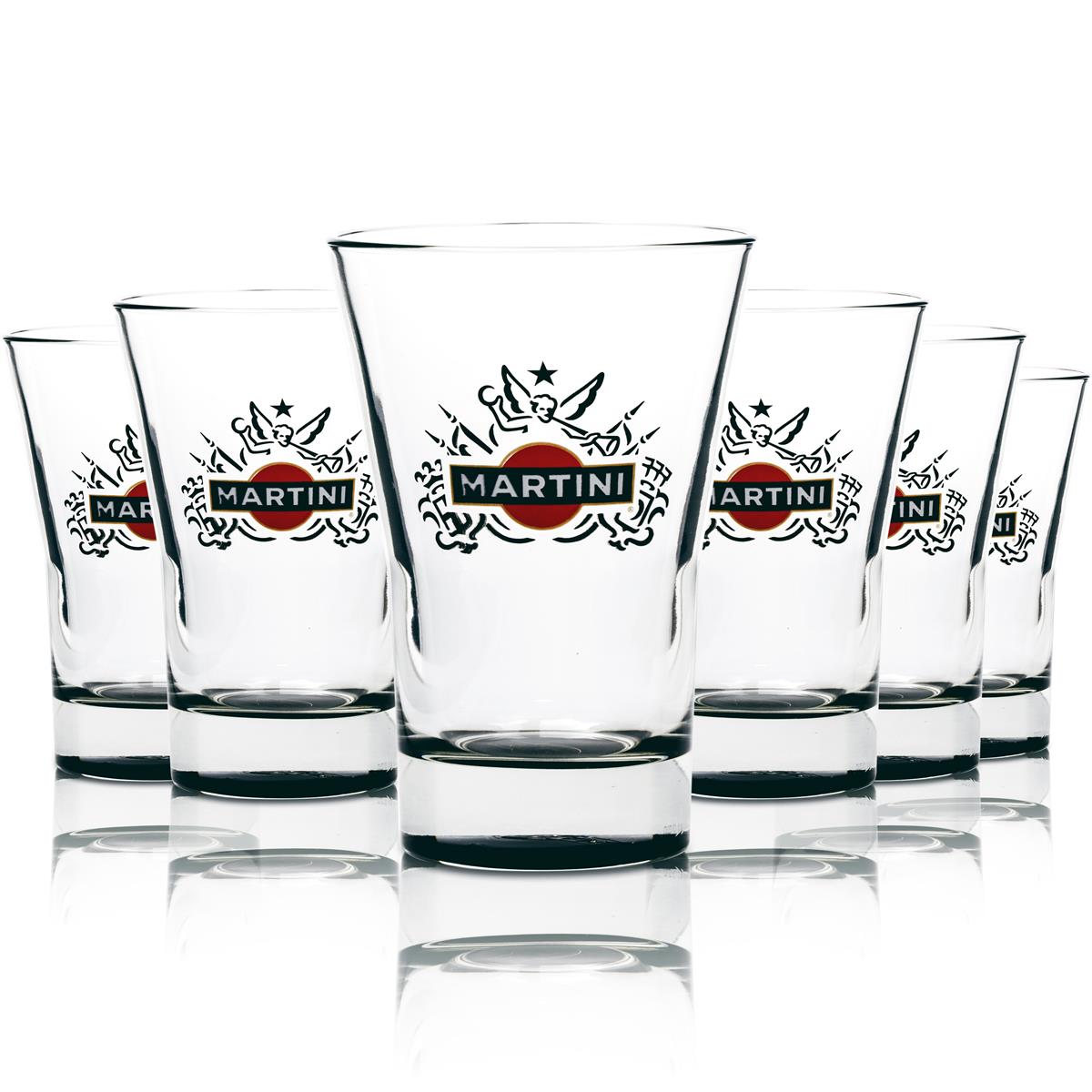6x szklany kieliszek do wermutu Martini 31cl czarne dno