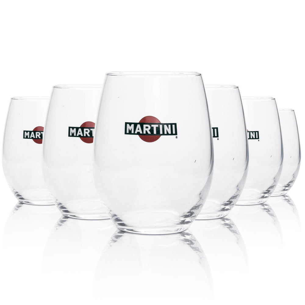 6x szklany kubek do wermutu Martini z prostym logo