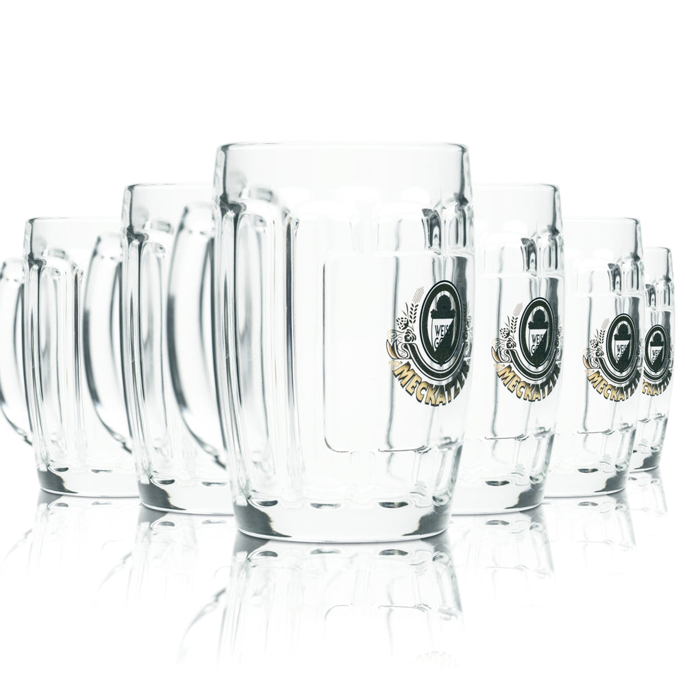 6x Meckatzer Beer Glass 0,3l Tankard Seidel Glasses Allgäu Löwen Brewery Bar