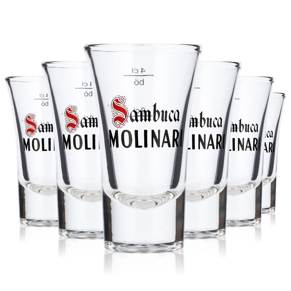 6 szklanek do likieru Molinari Sambuca o pojemności 2 cl/4 cl (zestaw 6 sztuk)