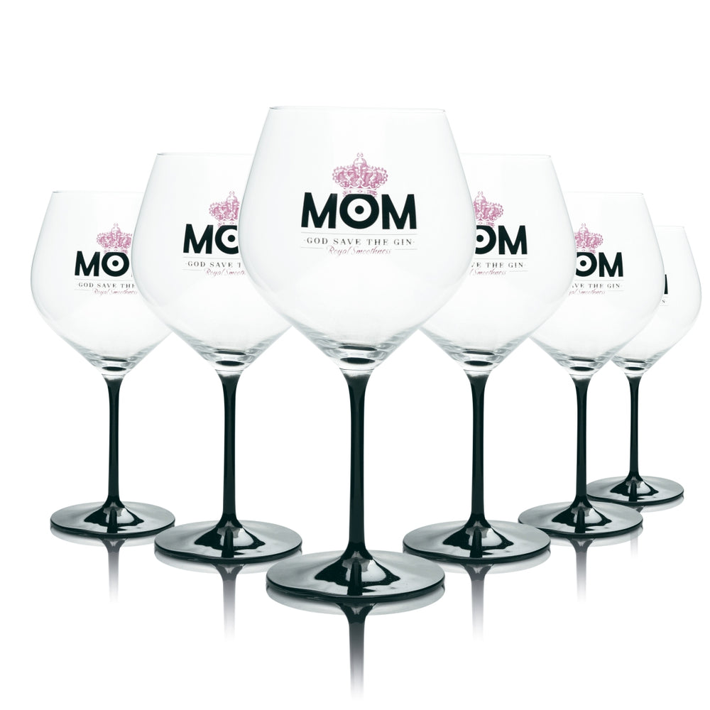 6x MOM Gin Glass 0,75l Balloon Glasses Ritzenhoff czarna nóżka Pink London Bar