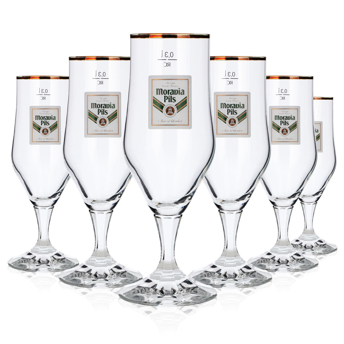 6x Moravia Beer Beer Glass Beer Glasses 0,3l Goblet "Hopfenperle" Gold Rim RC – Widok 5