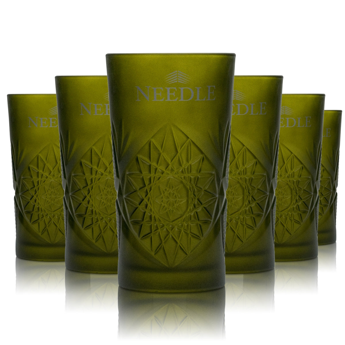 6x szklanka do long drinków Needle Gin 0,3 l Masterpiece Frosted-Green Kubki Szklanki Tonic