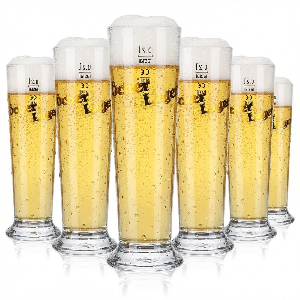 6x Öcher Lager Beer Glass Beer Glasses Glass Glasses 0,2l Mug/Bar Rastal