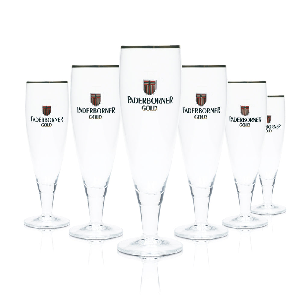 6x Szklanka do piwa Paderborn 0.3l puchar złota krawędź Szklanki Ritzenhoff tulipan na nóżce