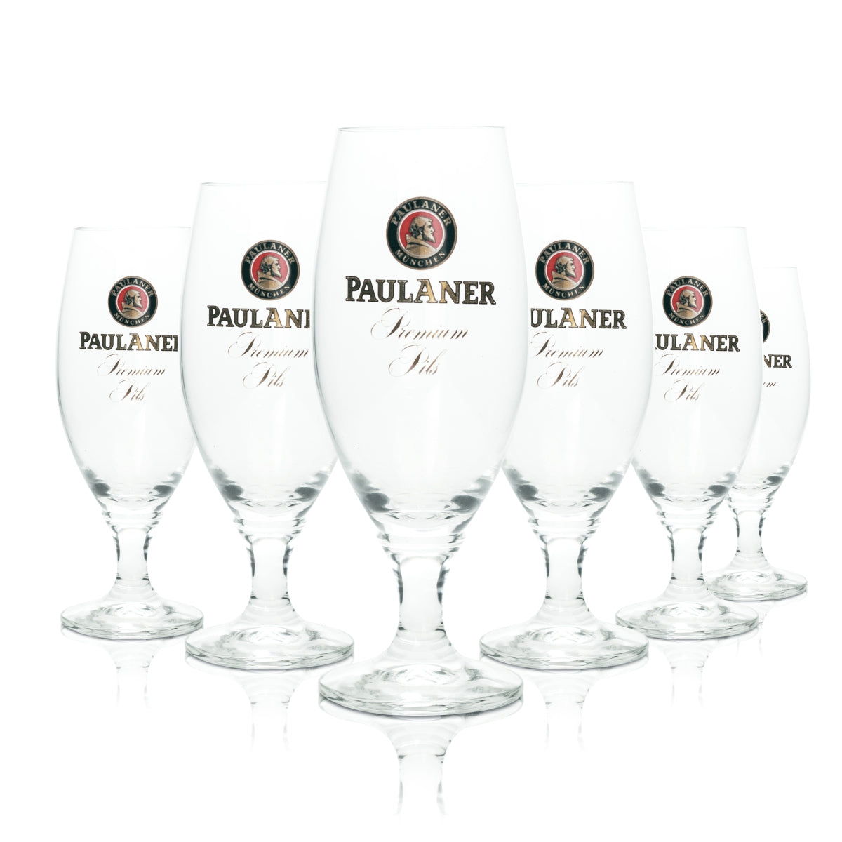 6x Paulaner Beer Glass 0,3l Goblet Premium Pils RC Tulip Glasses Bavaria Beer Stem