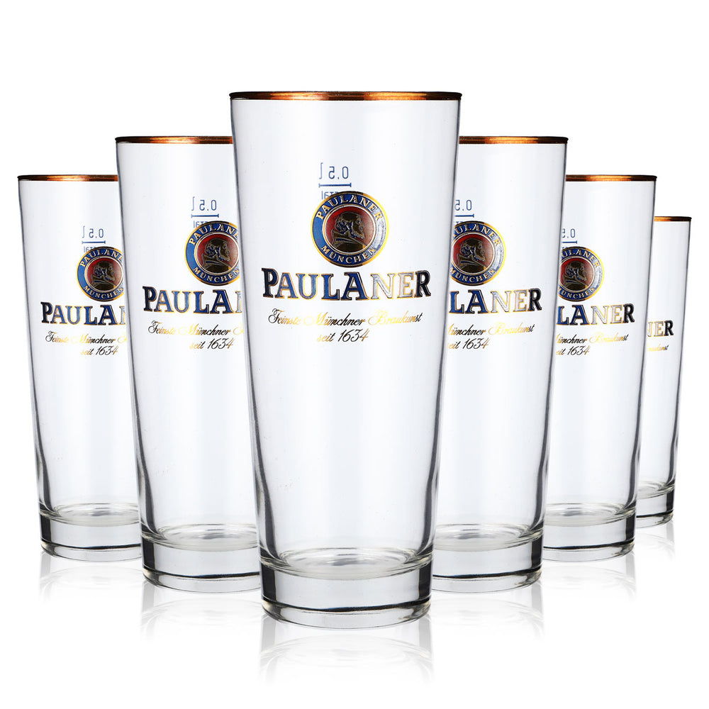 6x Paulaner Weissbier Szklanki do piwa Frankonia 0,5 l ze złotym brzegiem