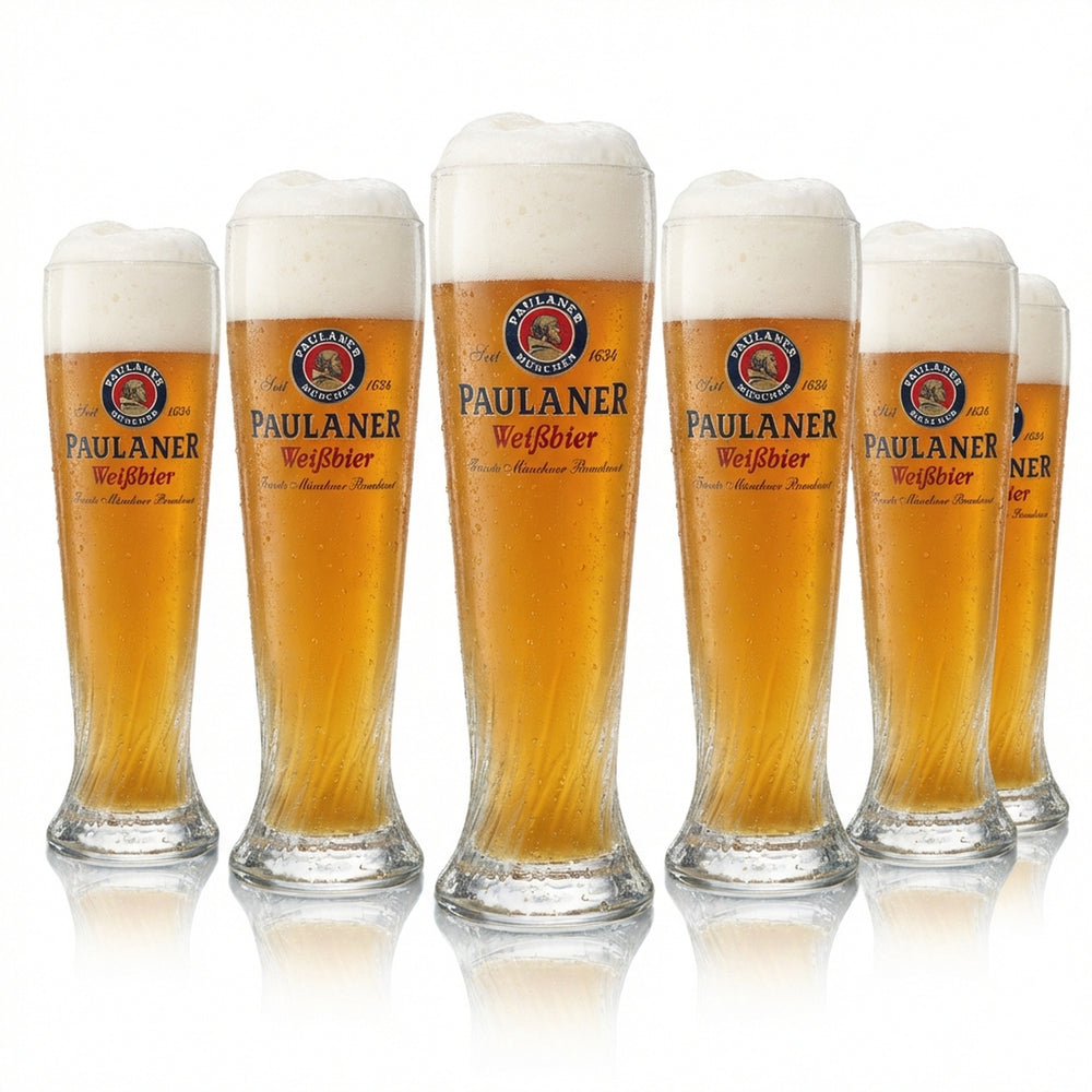 6x szklanka do piwa Paulaner Weißbier 0,5 l Szklanki do piwa pszenicznego Hefeweizen Kalibrowane Gastro Browar Bawaria