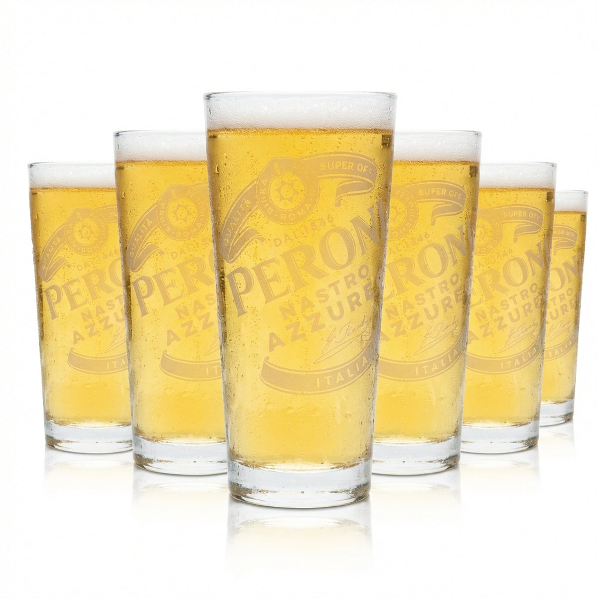 6x Peroni szklanka 0.25l kufel do piwa szklanka kieliszek Włochy Nastro Azzuro dąb